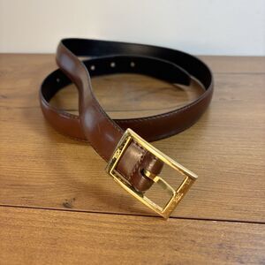 Vintage Yves Saint Laurent YSL Leather Belt 34-35 ” Brown Brass Buckle Unisex